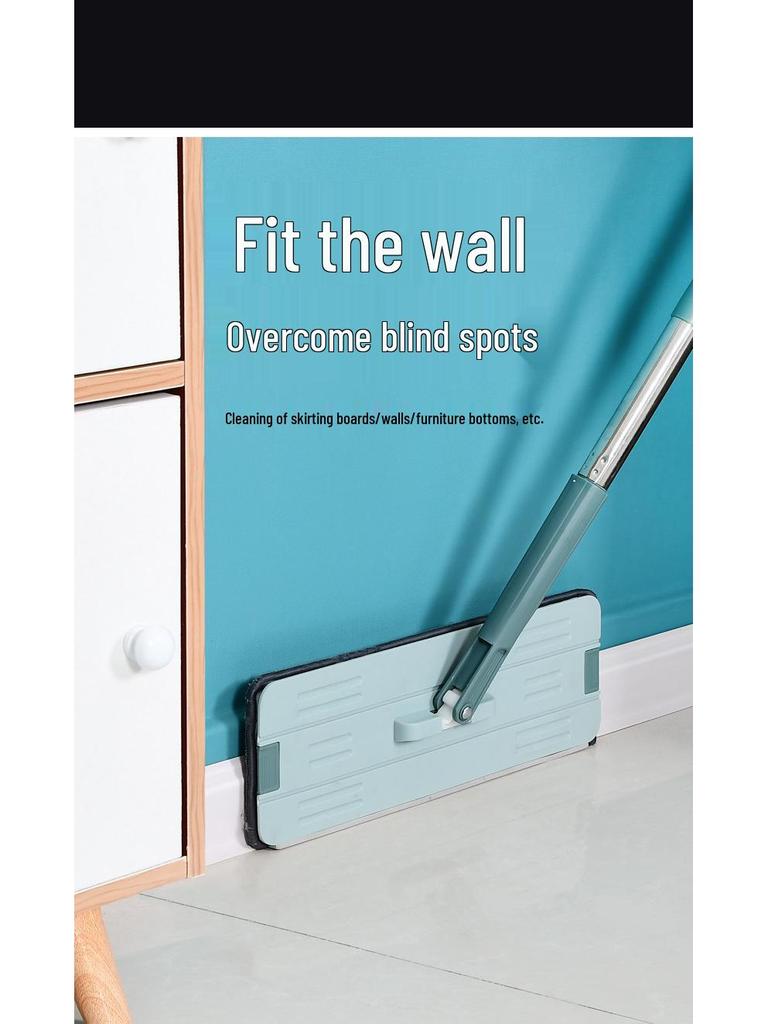38cm Hands-Free Dual-Use Flat Mop with Integrated Water Bucket for Dry/Wet Cleaning