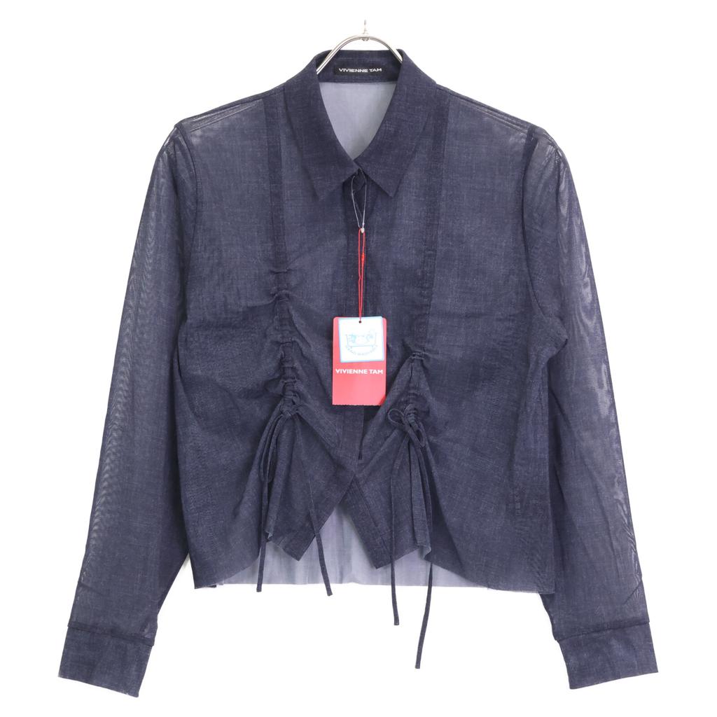 VIVIENNE TAM [Good Condition] 15175413 Sheer denim long sleeve blouse/ tops 38 NavyUsed