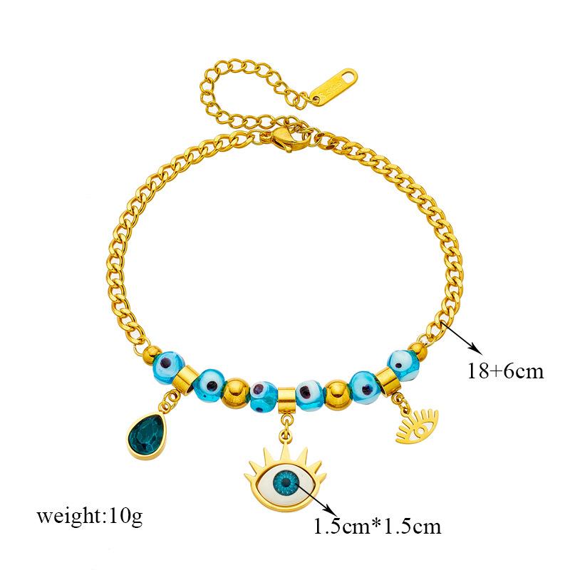 Gold Plated Stainless Steel Evil Eye Charm Bracelet For Women