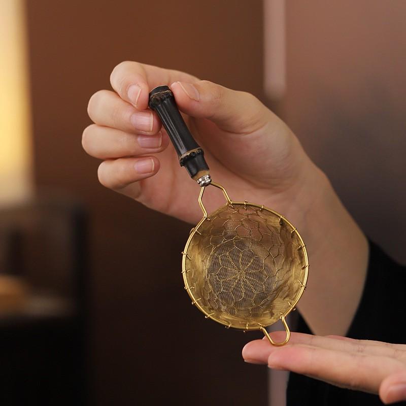 Japanese Style 304 Stainless Steel Tea Strainer With Bamboo Handle Handwoven Mesh Filter Loose Leaf Brewing