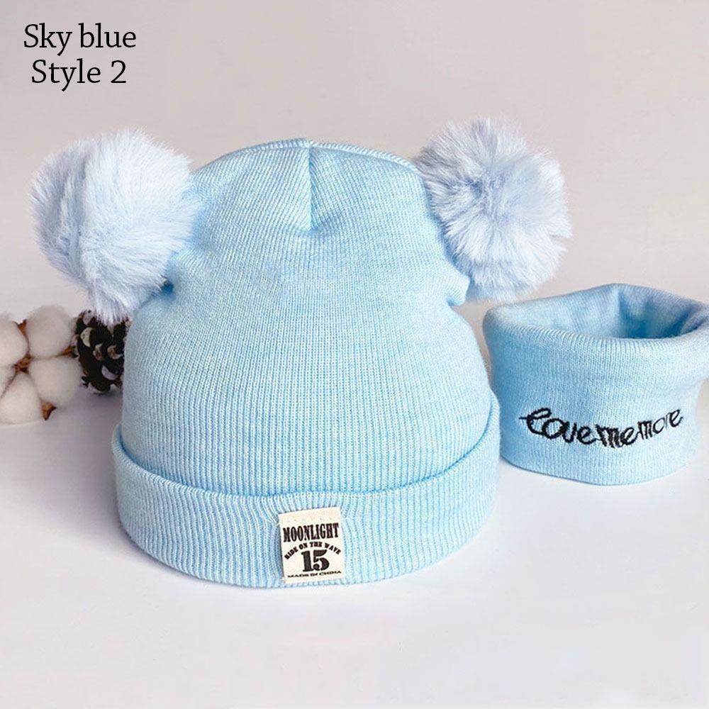 Ear Protection Kids Knitted Hat Warm Hat Scarf Set Winter Baby Beanie Cap  Toddler