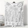 1pc Spring Garden Floral Flannel Blanket, Coloring Illustration Style Soft Skin-Friendly Warm Throw, Bedroom Living Room Nap Casual Blanket, Portable 