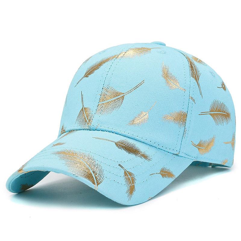 Golden feather printed youth baseball cap with adjustable outdoor casual sports sun protection and trendy duck tongue hat