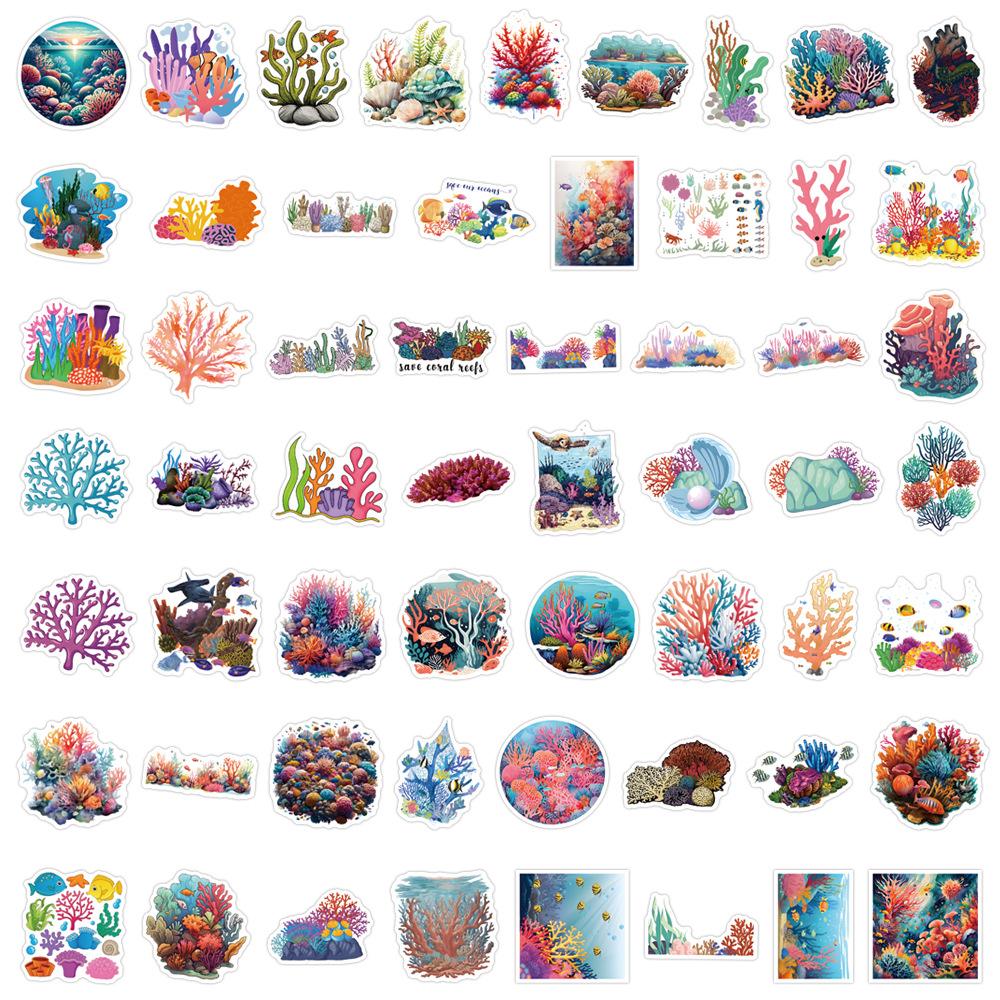 55 Coral Reef Graffiti Stickers Waterproof Decorative Suitcase Mobile Phone Skateboard Personalized Stickers
