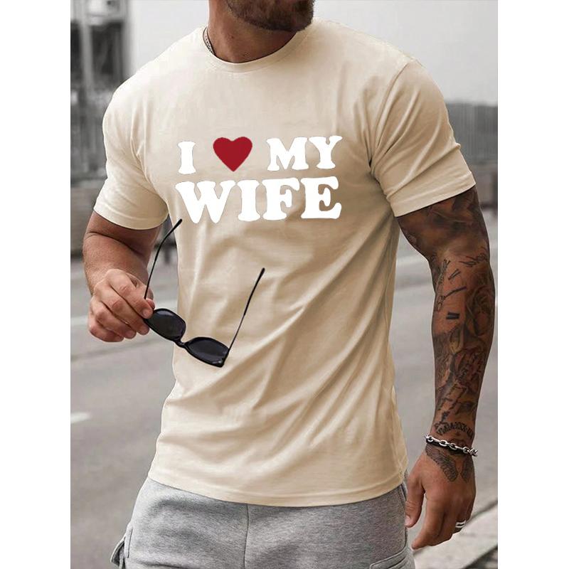 I Love MY Wife Letter Cotton Tshirt Summer Men Cotton Tshirt Casual O-neck Short Sleeve Tops Fashion Harajuku Streetwear Tee Top
