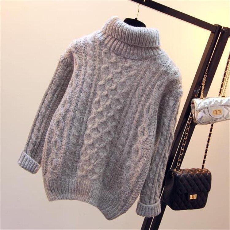

2019 популярный осенне-зимний стильный пуловер с длинным рукавом, вязаный свитер для женщин One Size серый