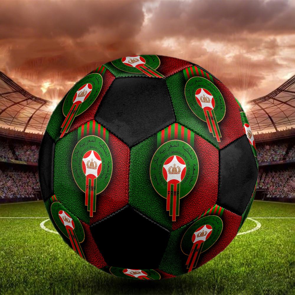 Morocco National FC Size5 Soccer Ball, Colorful, Suitable for All Ages, Machine-stitched, PVC Material, Competition Grade,durable and High Bounce