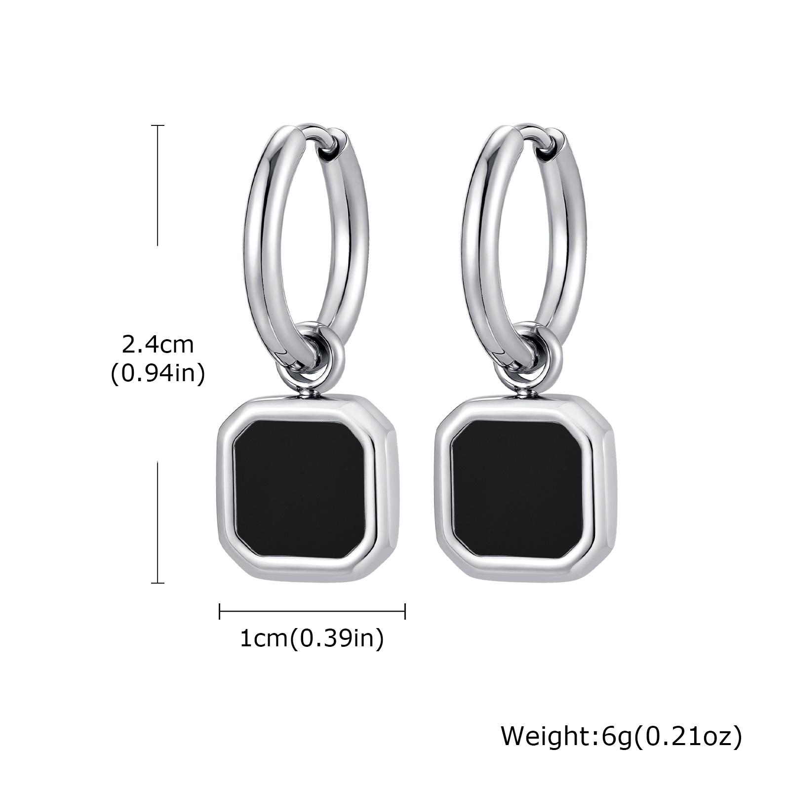 Trendy Geometric Tiger Eye Natural Stone Pendant Earrings for Men Boys, Blue Green Stone Stainless Steel Drop Earrings Jewelry