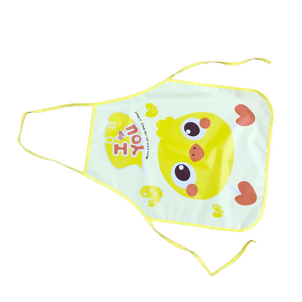 Kids Apron for Cooking Painting Housework Children Cartoon Waterproof Sleeveless Smock Yellow