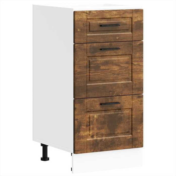 VidaXL Armoire de cuisine Porto chêne fumé bois d'ingénierie, meuble d'évier, meuble de cuisine avec tiroir, meuble de 854225