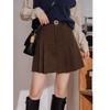 Women's High-Waisted Corduroy A-Line Short Pleated Skirt Youthful Vintage Minimalist Versatile Anti-Exposure Casual All-match Versatile Skirt