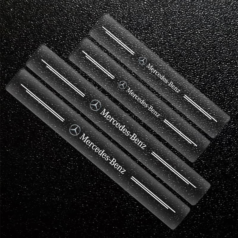 4X Car Threshold Protector Transparent Decorative 3D Sticker For Mercedes Benz AMG W212 W205 W246 W177 W176 W213 GLC GLE GLS ML Welcome Laser Lamp
