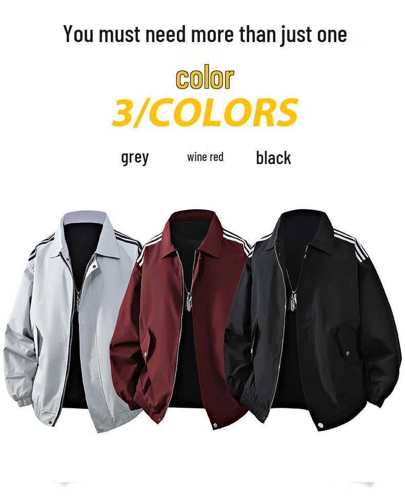 Veste tendance style coréen à revers trois rayures: Vêtements d'extérieur décontractés, coupe-vent et résistants à l'usure pour le printemps et l'automne