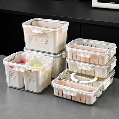 Geteiltes Serviertablett mit Deckelgriff-Design, lebensmittelecht, BPA-frei, großes Fassungsvermögen, tragbarer Kühlschrank-Organizer