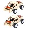 2 Set Wood Voice Controlled Vehicle DIY Toy Car Kit Scientific Experimental Tool for Children