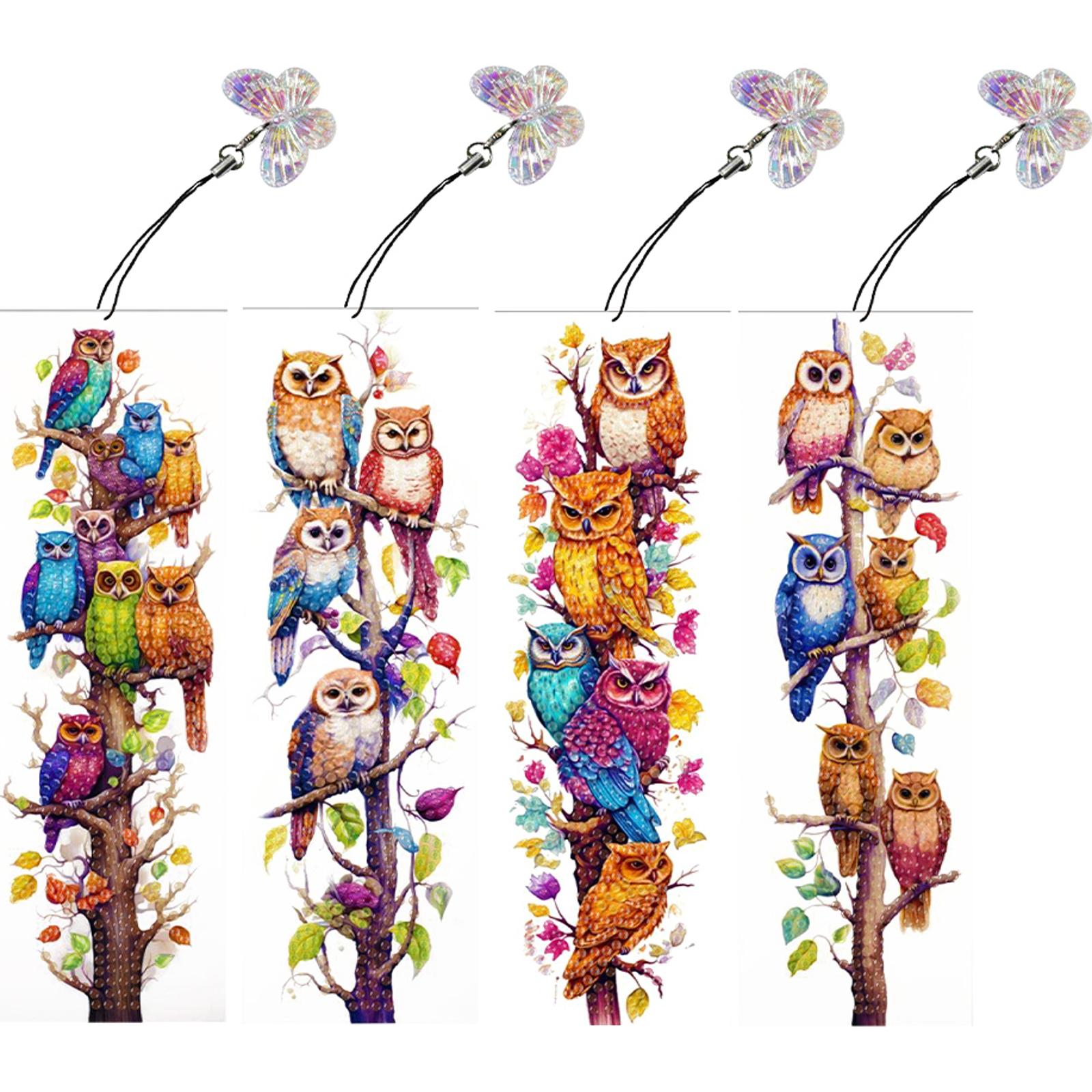 

4Pcs Special Shape Butterfly Flower 5D DIY Diamond Painting Bookmark Diamond Art Bookmark with Pendant for Adults Beginners