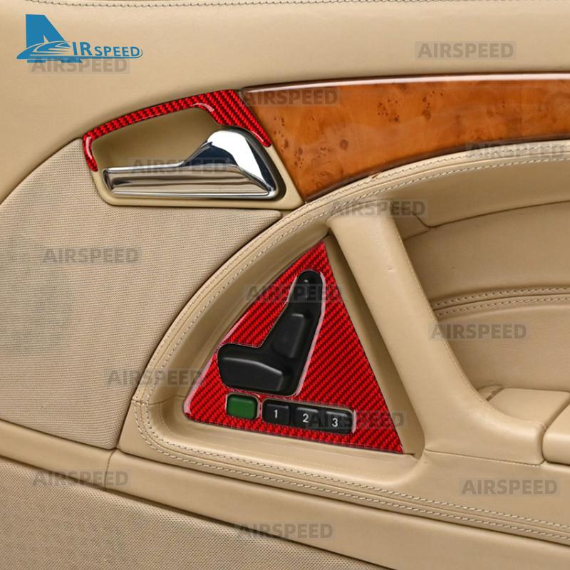 Real Soft Carbon Fiber Sticker For Mercedes Benz SL R129 1990-1994 1995 1996 1997 1998 1999 2000 2001 2002 Door Handle Buttons