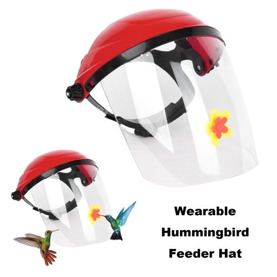 Hummingbird Feeder Hat Wearable Bird Feeder Hummingbird Face Cushion Feeder Wild Bird Feeder Helmet for Garden Patio Yard