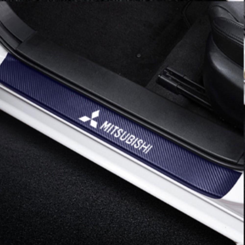 4Pcs Car Door Carbon Fiber Sill Scuff Plate Decoration Sticker For Mitsubishi Space Star Lancer 9 Outlander Xl Eclipse Cross Asx