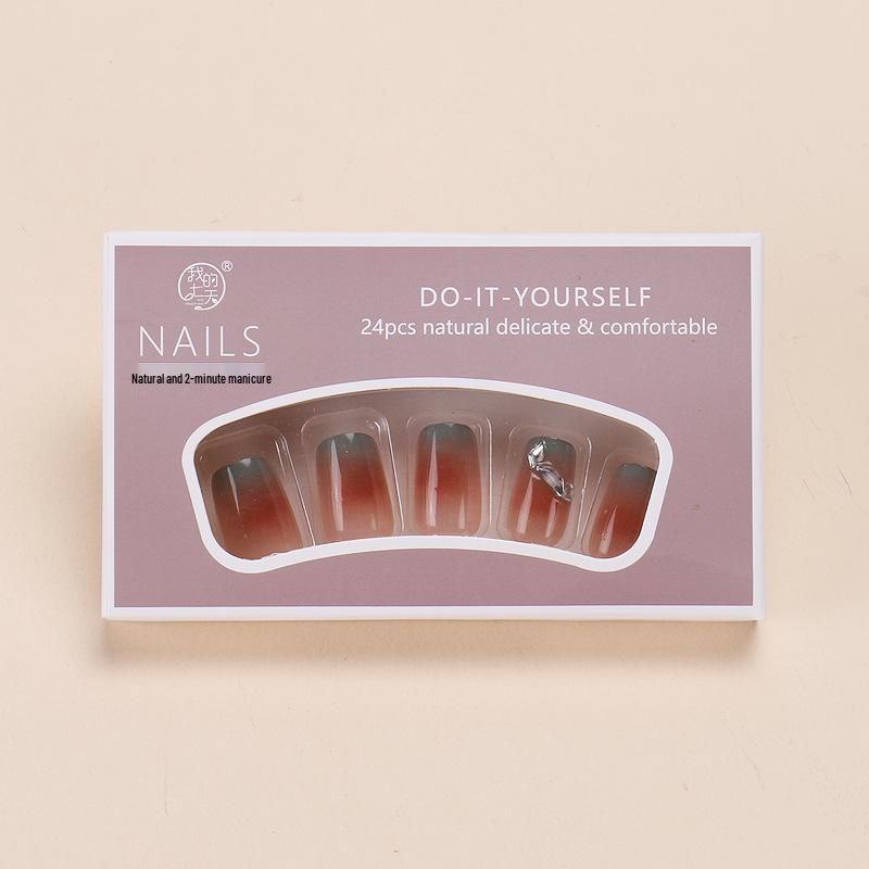 Autumn/Winter Gradient Nude French Wearable Nail Art Stickers - Removable Fake Nails