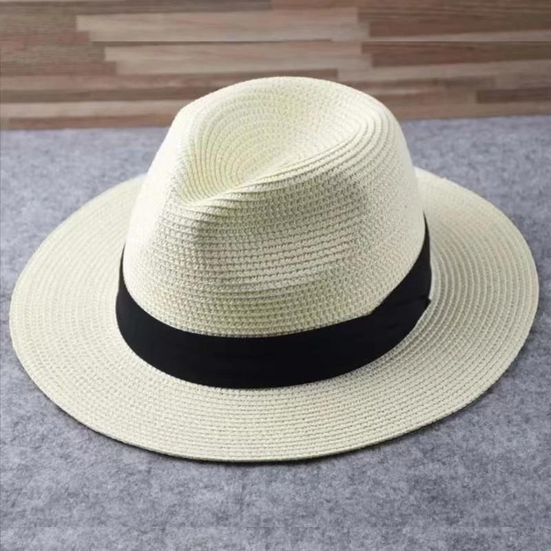 XL Großer Kopf 63CM Sommer Strand Geflochtene Sonnenhüte Herren Damen Übergröße Jazz UV UPF 50+ Sonnenschutz Reise Panamastrohhüte Unisex