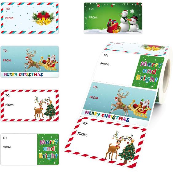 Gift Tags-250 PCS Christmas Gift Tags Christmas Presents Stickers Self Adhesive Christmas Tags Christmas Santa Wrapping Paper Holiday Decor (2.95 X