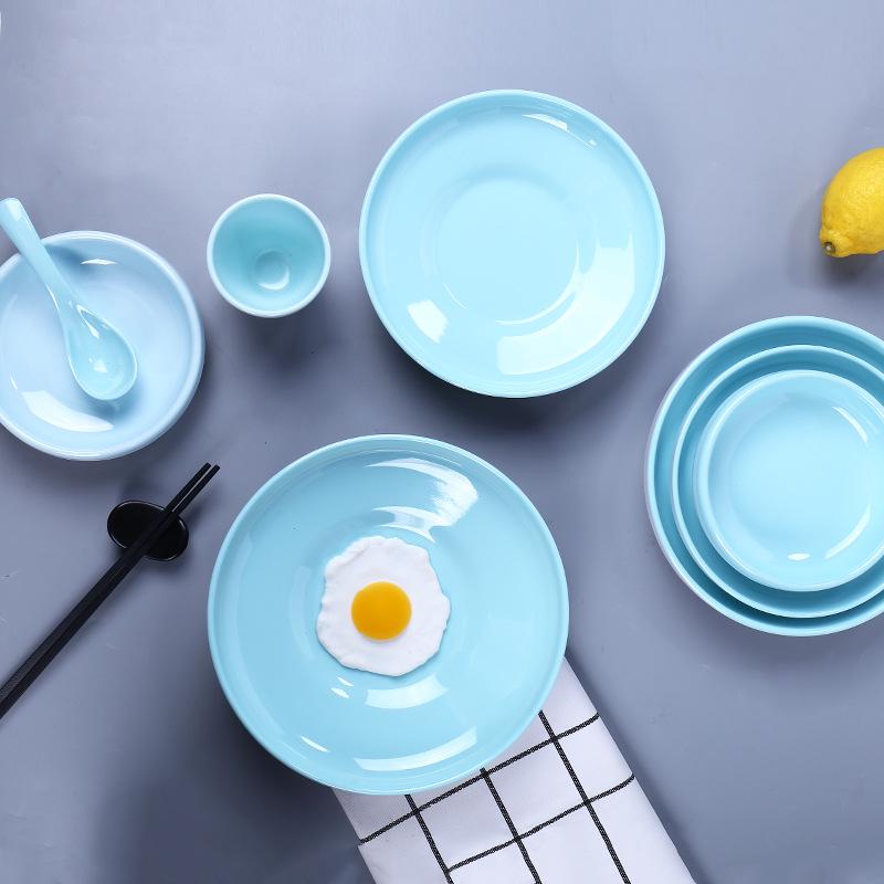 Creative Solid Color Melamine Plate – Faux Porcelain Round Tableware for Home or Hotel Use