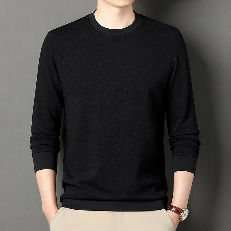 Spring Men'S Middle-Aged And Young Men'S Round Neck Long-Sleeved Casual Simple And Comfortable Soft Knitted Sweater Men