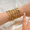 Gold Plated Paperclip Chunky Chain Bracelet Rhombus Geometric Minimalist Bracelets for Women Stainless Steel Irregular Jewelry