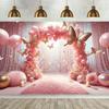 2D Dreamy Pink Curtain Backdrop with Sparkles and Balloons for Gender Reveals, Bridal Events and TV Shoots