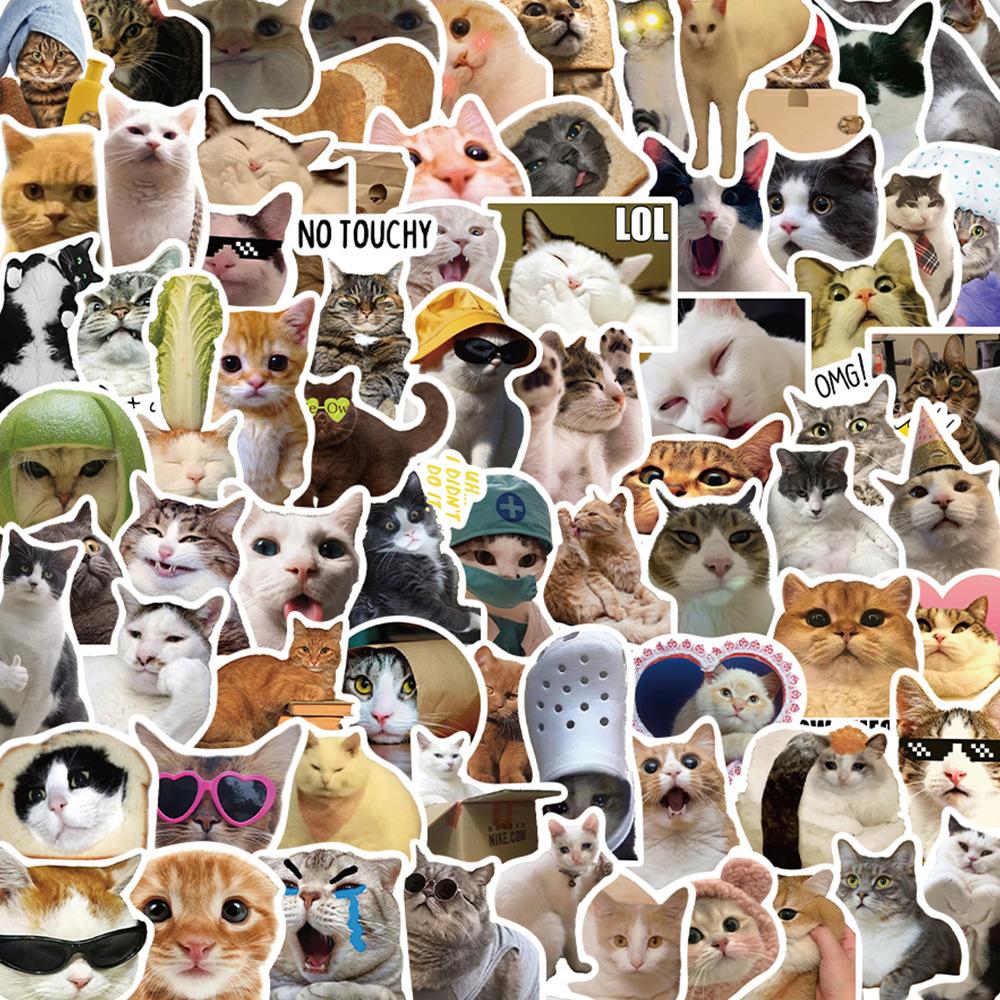 10/30/50/100pcs Funny Animal Cat MEME Graffiti Stickers Waterproof DIY Suitcase Motorcycle Phone Luggage Cute Waterproof Sticker