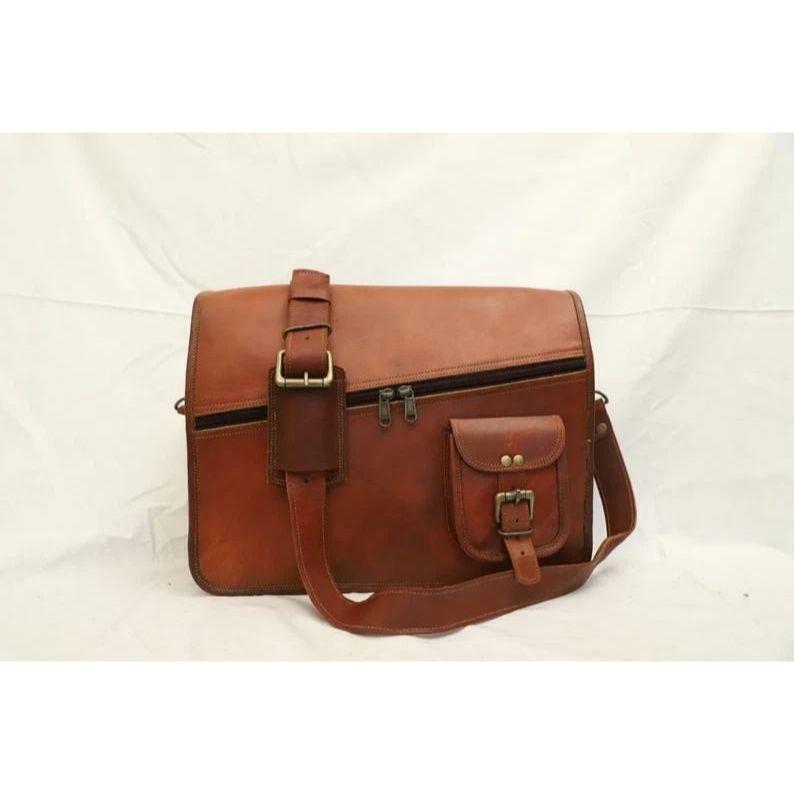 

Новая винтажная кожаная сумка из натуральной кожи Мужская сумка-мессенджер S Сумка-портфель для ноутбука 16 x 12 x 5 in