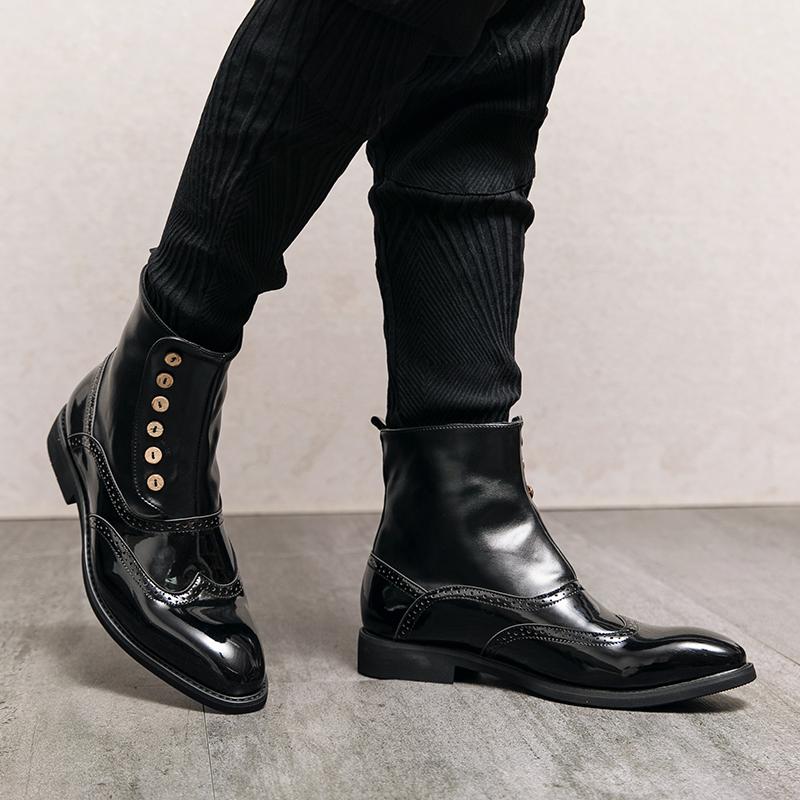 Men Boots High-top Casual Shoes Ankle Boots Outdoor Fashion Club Party Men Motorcycle Boots PU Leather Boots Zapatillas Hombre
