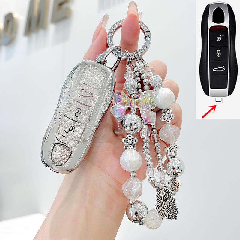 TPU Car Remote Key Cover Case Holder shell Chain Protector Fob For Porsche Taycan Panamera Macan Cayenne Hybird 718 911 Boxster
