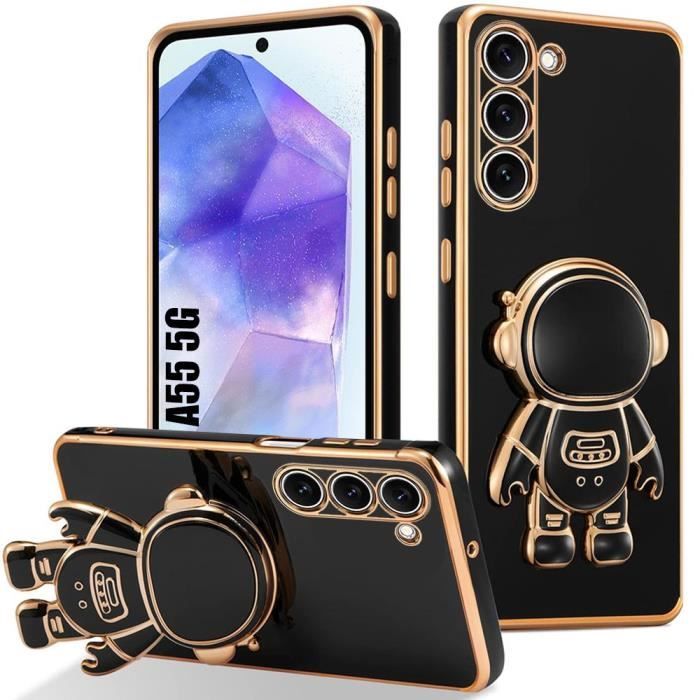 Coque - Samsung - Galaxy A55 5G - Antichoc - Silicone Souple - Support Réglable Astronaute 3D
