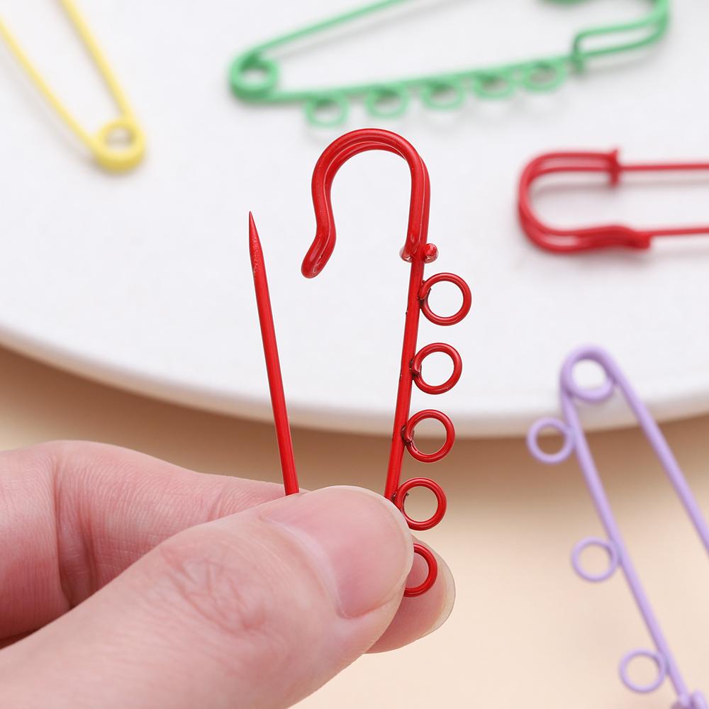 10pcs/lot Colorful Safety Pins Brooch Blank Base Brooch Pins 3/5 Rings Jewelry Pin for DIY Jewelry Making Supplies Accessorie