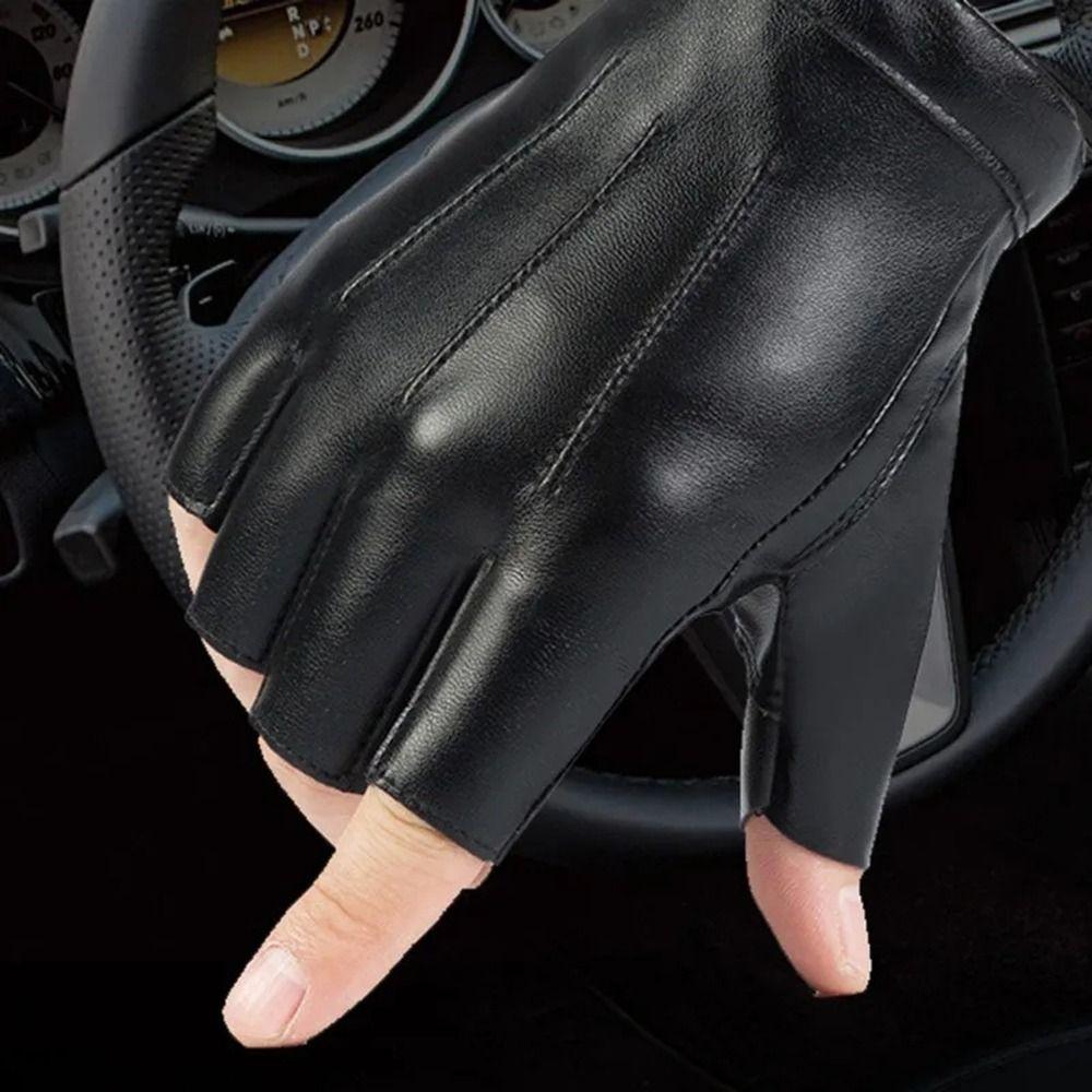 Fitness PU Leather Gloves Riding Cycling Gloves Motorcycle Fingerless Mittens  Driving Fishing