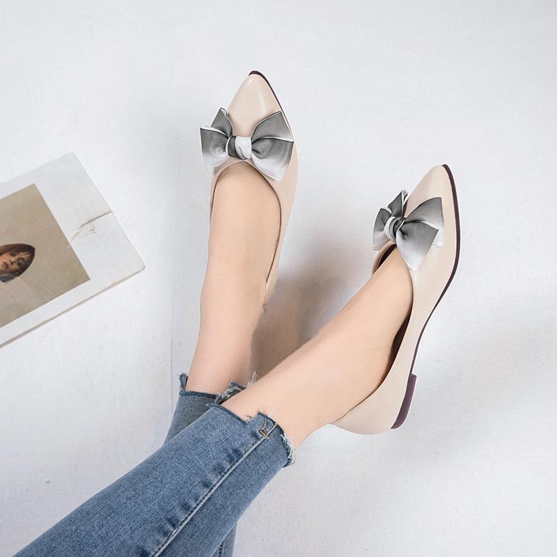 Fashion Bowknot Casual Flat Shoes Woman New Summer Breathable Comfortable Soft-soled Shoes Pointed Toe Shallow Flat Women Shoes