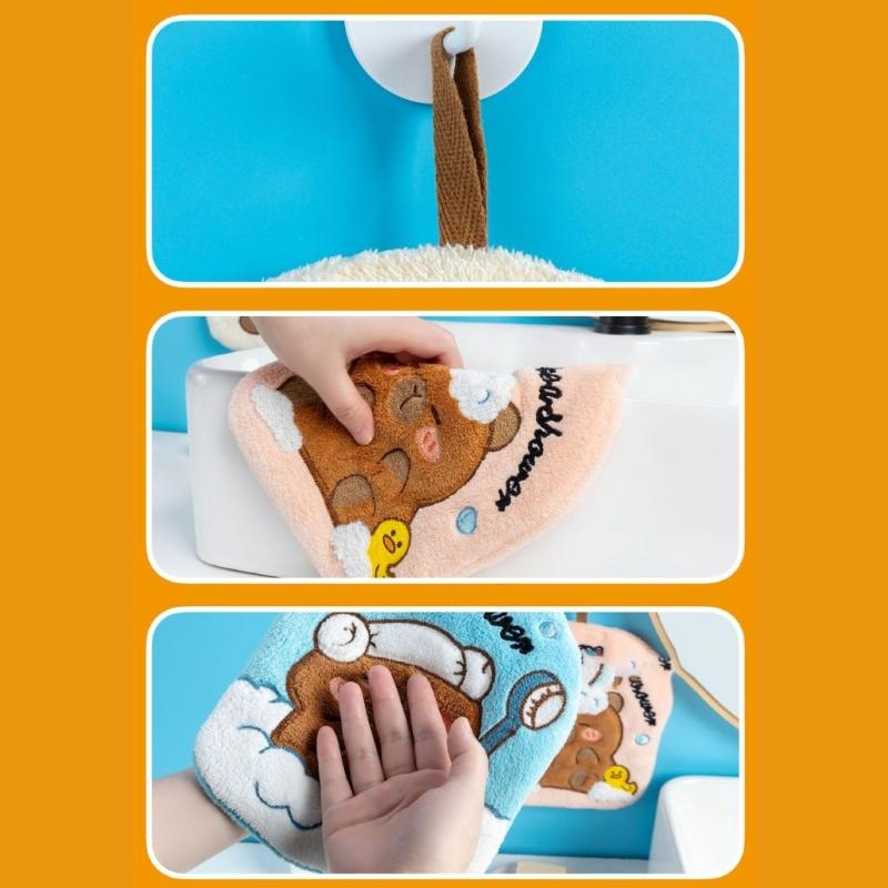 Cute Capybara Shape Hand Towel Quality Coral Fleece Cleaning Rag Perfect for Quick Drying in Kitchens or Bathrooms