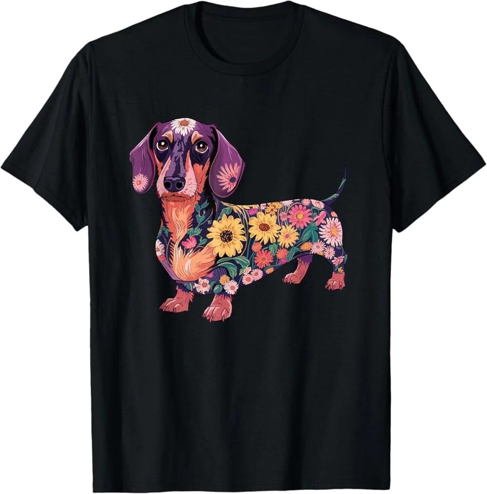 Floral Dachshund Cute Pet Dog Animal Lover Doxie Mama Women T-Shirt , Unisex Tee XXXXL