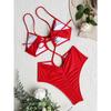Women Solid Color Backless Strappy One Piece Swimsuit Ladies Bathing Suit