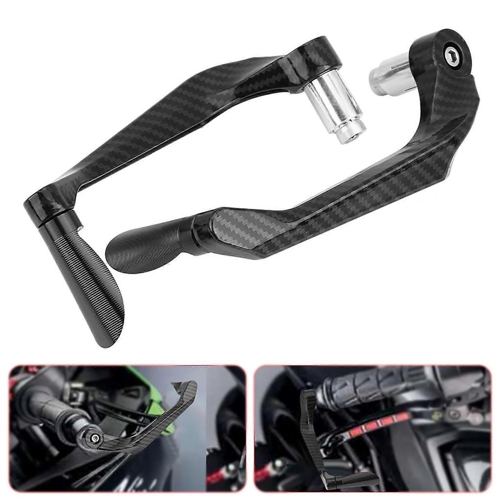 1 Pair of Carbon Fiber Motorcycle Brake Clutch Levers Handlebar Protect Guard(Black)