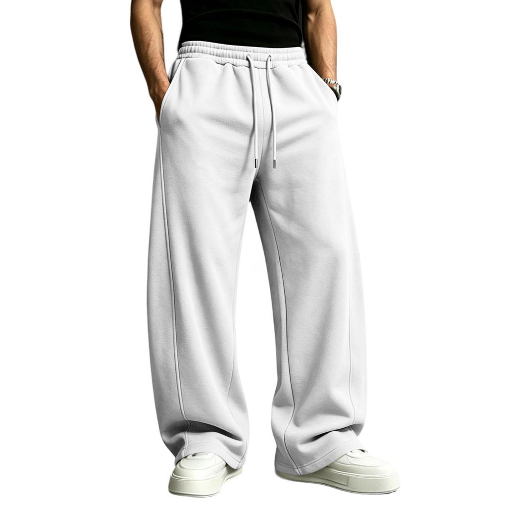 Men's Casual Straight Leg Joggers with Elastic Waistband and Drawstring for Everyday Wear