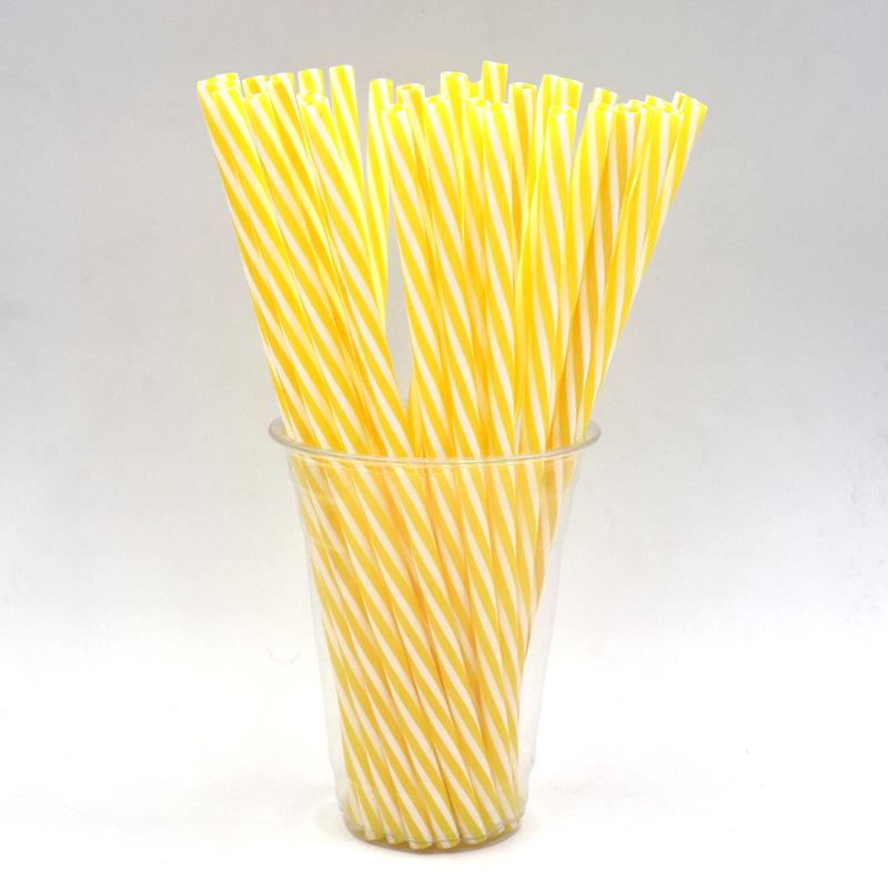 Thickened Two-Color Threaded Plastic Straws, 100-Pack