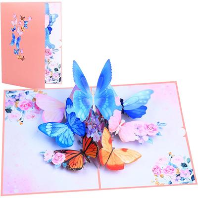 Biglietti di compleanno pop-up per donne, biglietti di compleanno per figlie, biglietto di auguri con farfalla e fiore pop-up 3D per lei