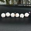 6Pcs Funny Cute Round White Elf Resin Craft Miniature Figure Tiny For Car Center Console Navigator Decoration