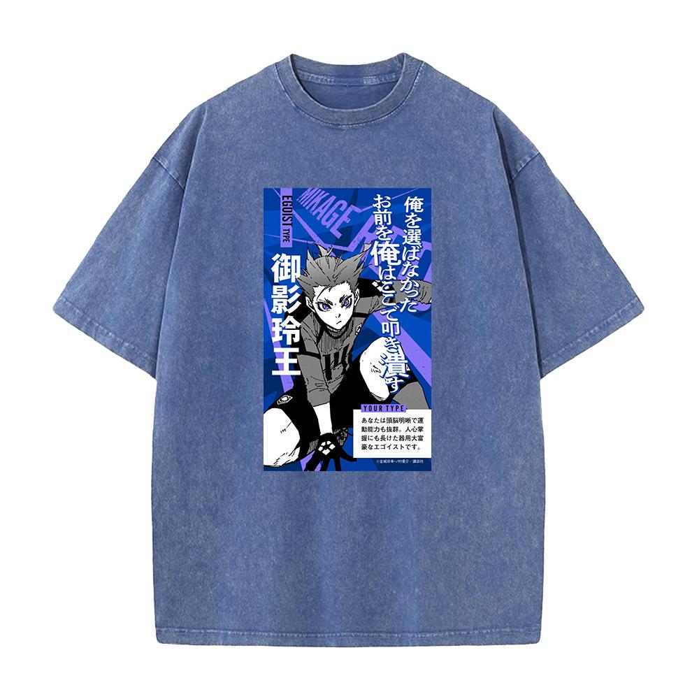 Anime BLUE LOCK Mikage Reo Cool Graphic T Shirt Men Women Cotton Tshirts Casual Oversized Tee Harajuku Male Washed T-shirt
