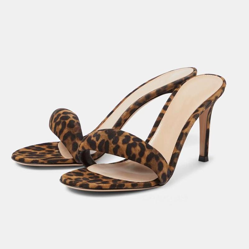 Fashion Brand Design Simple Solid Color Women's Slippers 2024 Summer New High Heel Black Gold Round Head Women's Sandals Size 34-46