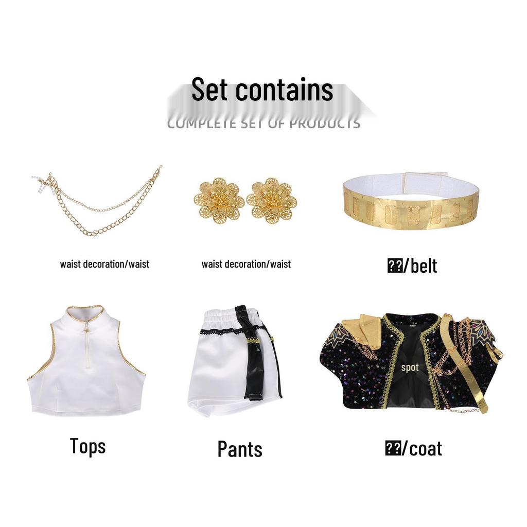 Black Gold K-pop Demon Hunter Girl Group Cosplay Costume for Kids - Cos Lumi, Zoy, Mila