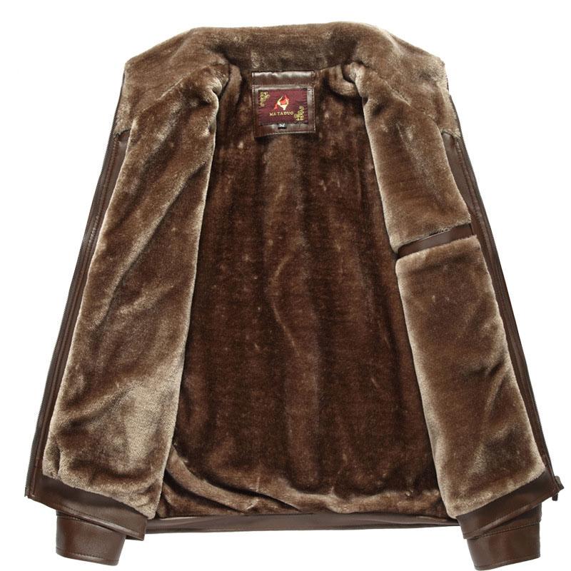 Lederjacke Herren Winter Fleece Warm Motorradmäntel Herrenmode Bikerjacken Slim Übermantel Dicke Pelzjacken